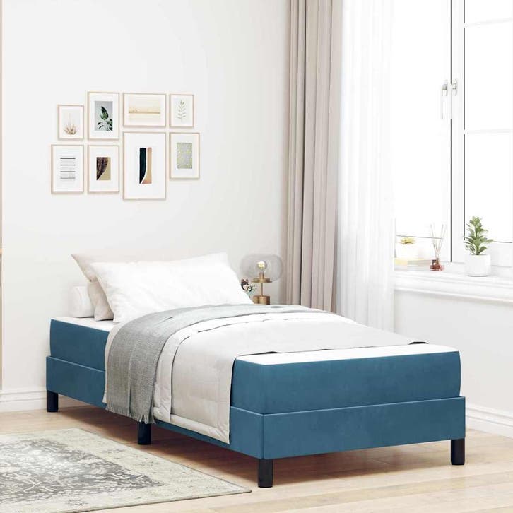 vidaXL Boxspring bed met matras Donkerblauw 100 x 200 cm, Maison & Meubles, Chambre à coucher | Lits, Envoi