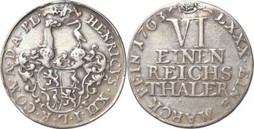 1/6 taler, daalder 1763, Reuss-juengere Linie Schleiz Hei..., Verzenden, België