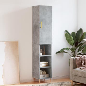 vidaXL Hoge kast 34,5x34x180 cm bewerkt hout betongrijs, Verzenden, Nieuw