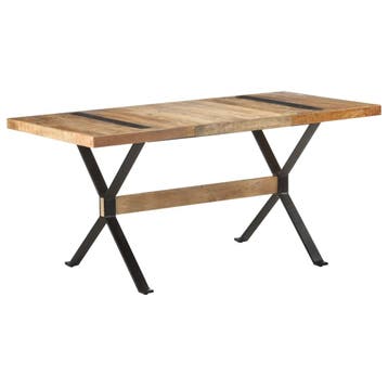 vidaXL Eettafel 160x80x76 cm ruw mangohout, Verzenden