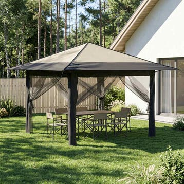 vidaXL Tuinpaviljoen met 4 Zijwanden 3,3 x 3,3 m Crème en, Verzenden
