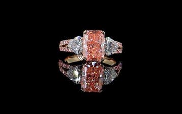 Ring - 14 karaat Roségoud - 5.30ct. tw. Roze Diamant (Fancy, Nieuw