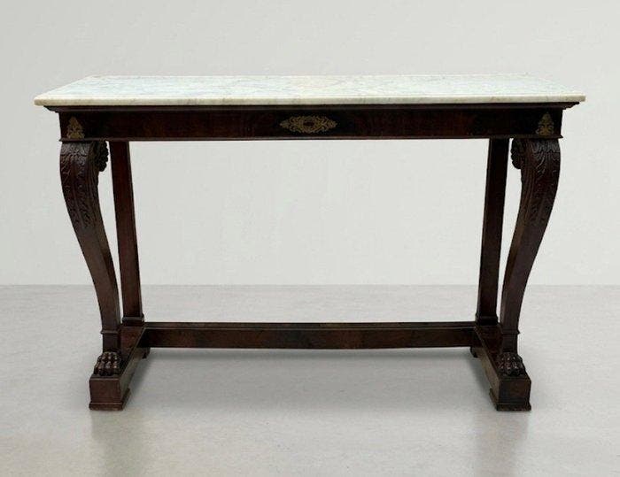 Wandtafel - Mahonie, Wit metaal, Messing, Antiek en Kunst, Antiek | Overige Antiek