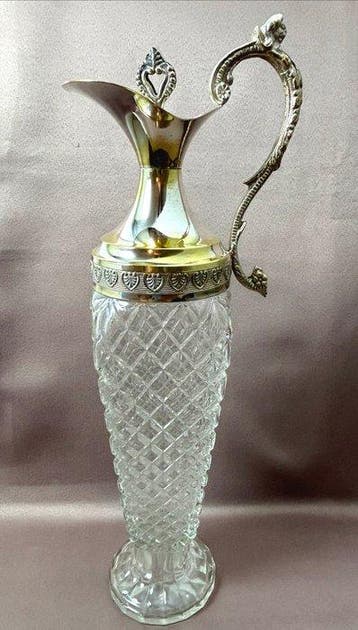Metalstil - Drinkset (5) - drankkan - glas, kristal -, Antiek en Kunst