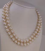 Zonder minimumprijs - Halsketting 9,5x10,5mm ronde witte, Nieuw