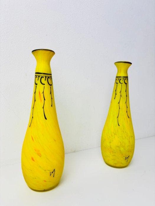 Vaas (2) - Franse Art nouveau François-Théodore Legras -, Antiek en Kunst, Antiek | Glaswerk en Kristal