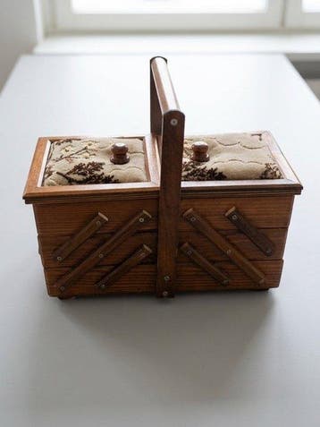 Boîte à couture (59) - Hêtre - Vintage à trois niveaux en, Antiquités & Art