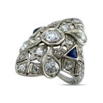 Bague Bague en platine exclusive Art Déco avec diamant de