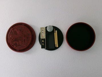 Boîte - Boîte ronde Tsuishu pour pierre à encre, encre,