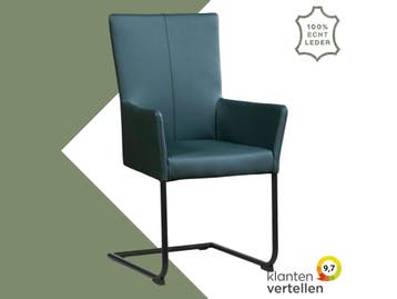Leren eetkamerstoel Dry met armleuning - Toledo Whale, Huis en Inrichting, Stoelen, Blauw, Nieuw, Leer, Ophalen of Verzenden