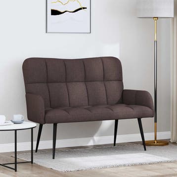 vidaXL 2-Zits Sofa Donkerbruin 115 x 61 x 87 cm Stof, Verzenden, Nieuw