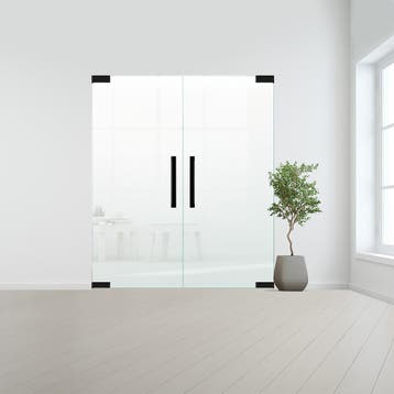 Glazen dubbele binnendeur zonder kozijn zwart beslag-Satijn, Doe-het-zelf en Bouw, Verzenden, Nieuw