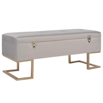vidaXL Bankje met opbergvak 105 cm fluweel grijs, Verzenden, Nieuw