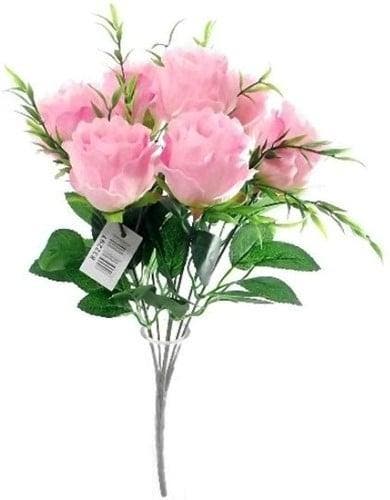 Roos Crinkled Rosebud Bush Roze met Grass boeket, Maison & Meubles, Accessoires pour la Maison | Plantes & Fleurs artificielles
