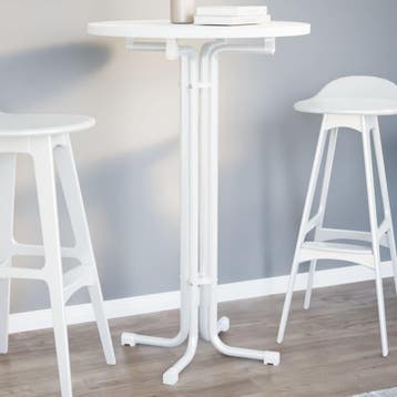vidaXL Bartafel Ø 70x110 cm bewerkt hout en staal wit, Verzenden