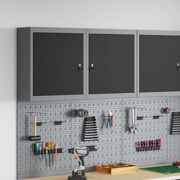 vidaXL Gereedschapskast met plank Zwart en Grijs 50 x 20 x, Verzenden
