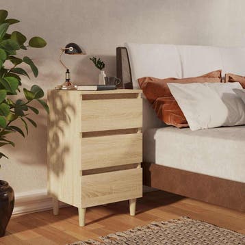 vidaXL Nachtkastje met houten poten 40x35x69 cm sonoma, Verzenden, Nieuw