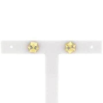 Gouden gefacetteerde oorstekers (Oorbellen), Handtassen en Accessoires, Oorbellen, Ophalen of Verzenden, Gebruikt, Goud, Goud
