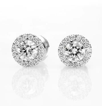 Boucles doreilles cloutées - 18 carats Or blanc - 1.52ct.