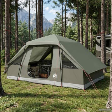 vidaXL Gezinstent met regenhoes waterdicht 6-persoons Leger, Caravans en Kamperen, Verzenden, Nieuw
