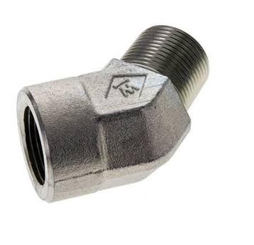 Raccord angulaire 45deg 3/4 NPT Mâle x Femelle Acier, Verzenden