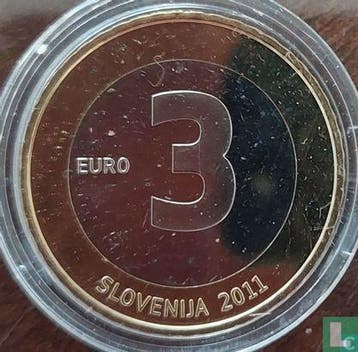Slovenië 3 euro 2011 (PROOF) 20th anniversary of Indepen.., Verzenden, Overige landen, Overige waardes, Losse munt