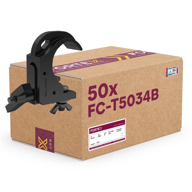 50x FORTEX Selflock Coupler truss klem Short WLL 200kg buis, Muziek en Instrumenten, Licht en Laser, Verzenden