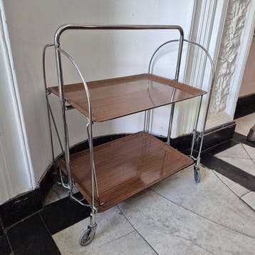 Retro - Serveerwagen - Metaal, Plastic - Serveerwagen met, Antiek en Kunst