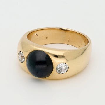 Bague - 14 carats Or jaune Saphir - Diamant, Bijoux, Sacs & Beauté