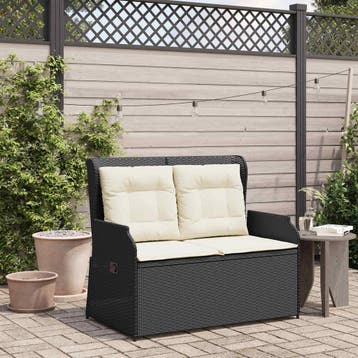 vidaXL Tuinbank Zwart poly rattan, Tuin en Terras, Verzenden, Nieuw