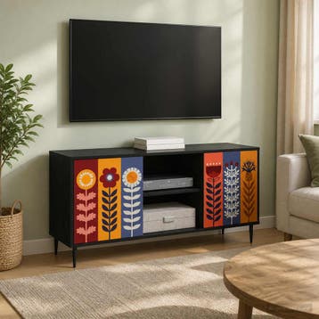 vidaXL Tv-meubel ESSEN 102 x 33 x 51 cm Zwart eiken Bewerkt, Verzenden