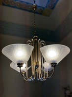 Lustre - Laiton, Verre - Laiton mi-siècle