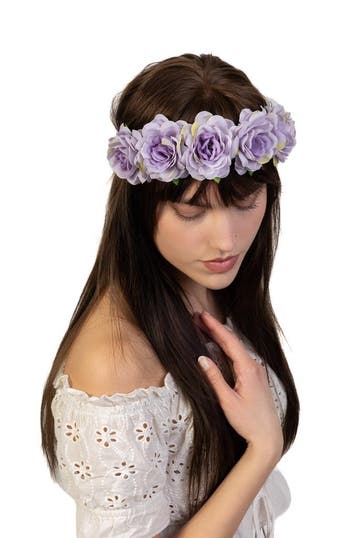 KIMU® Bloemenkrans Haar Rozenkrans Lila Paars Bloemen Haarba, Ophalen of Verzenden