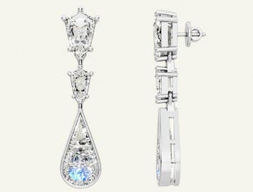 Oorbellen - 14 karaat Witgoud - 5.61ct. tw. Diamant