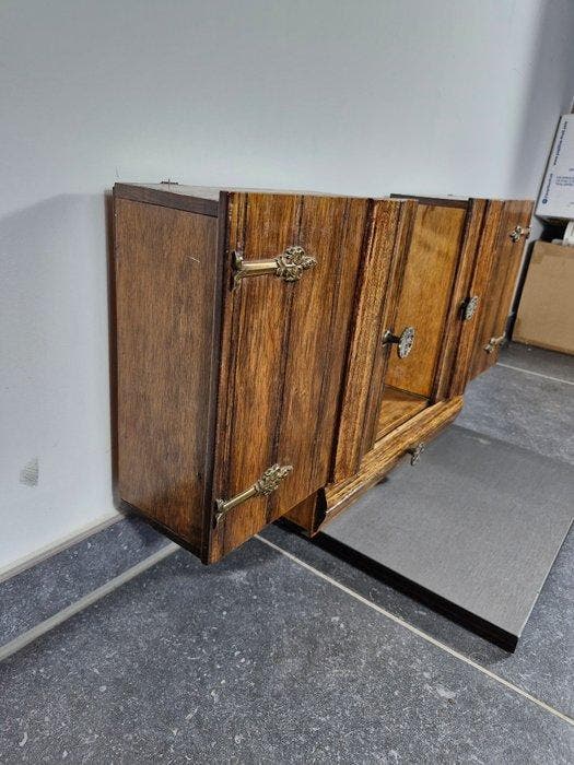 Kast - Hout, Messing - Spiegelkastje, Antiquités & Art, Art | Objets design
