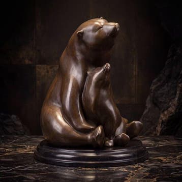 Statue, Moeder beer met jong 30.5 cm / 9.2 kg - 30.5 cm -