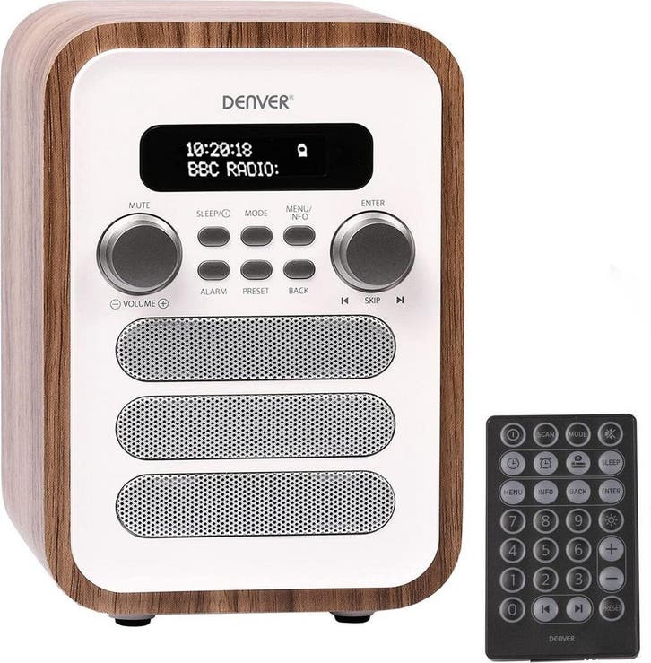 2dekans | Denver DAB48W DAB+/FM Retro Radio – Bluetooth –, Audio, Tv en Foto, Afstandsbedieningen, Ophalen of Verzenden