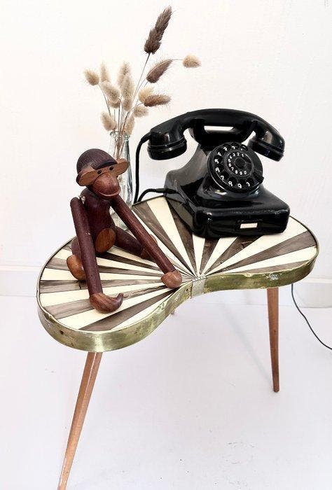 Table dappoint - stratifié, Bois, Laiton - vintage, Antiquités & Art, Art | Objets design