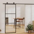 vidaXL Schuifdeur 3-panelen 76x205 cm ESG-glas en aluminium, Doe-het-zelf en Bouw, Verzenden, Nieuw