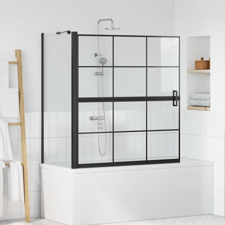 vidaXL Bad Douche Scherm Zwart en Transparant 116 x 68 x 128, Bricolage & Construction, Sanitaire, Envoi