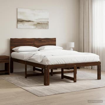vidaXL Tweepersoonsbed met hoofdbord ROSTOCK Donkerbruin 135, Huis en Inrichting, Verzenden, Nieuw