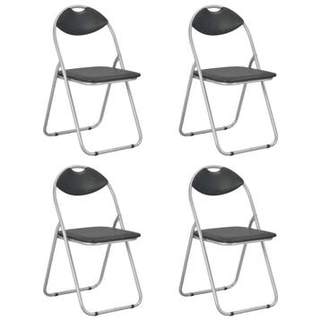 vidaXL Opklapbare stoelen, 4 stuks, zwart kunstleer, Huis en Inrichting, Stoelen, Verzenden, Nieuw
