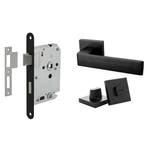 Deurbeslag set met WC-slot en deurklink Nova21 geveerd zw..., Ophalen of Verzenden, Nieuw, Overige materialen, Klink of Kruk