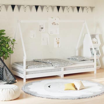 vidaXL Kinderbedframe 90x200 cm massief grenenhout wit, Verzenden