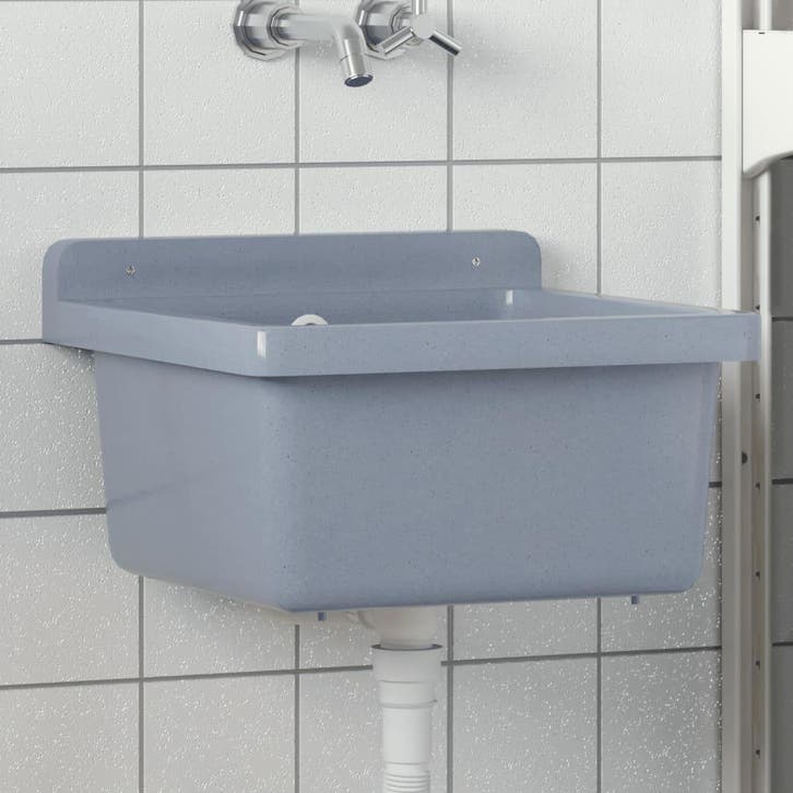 vidaXL Wasbak wandgemonteerd 40x40x24 cm hars grijs, Maison & Meubles, Cuisine | Éléments de cuisine, Envoi