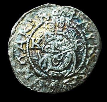 Hongarije. Maximilian I (Habsburg) (1564–1576). Denar 1576