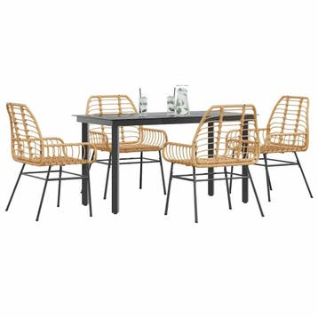 vidaXL 5-delige Tuinset poly rattan glas bruin, Tuin en Terras, Verzenden, Nieuw, Tuinset
