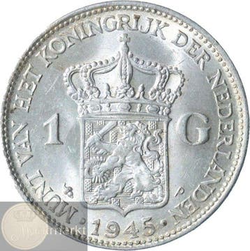 Nederland. Wilhelmina. 1 Gulden 1945 EP in PCGS slab MS62