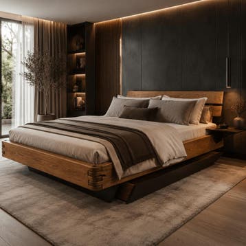 TPT Möbel Crown Massief Eiken Balkenbed met Bedlades - 180 x, Nieuw
