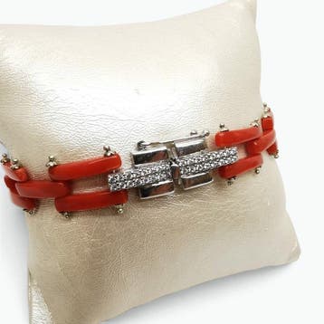Bloedkoraal - Zilver - Armband - handgemaakt, Nieuw